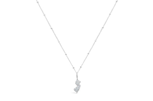 Charm & Chain State Necklace - New Jersey Pave