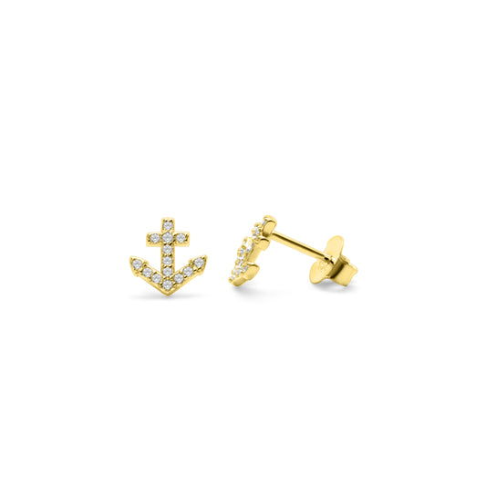 Pave Anchor Stud Earring