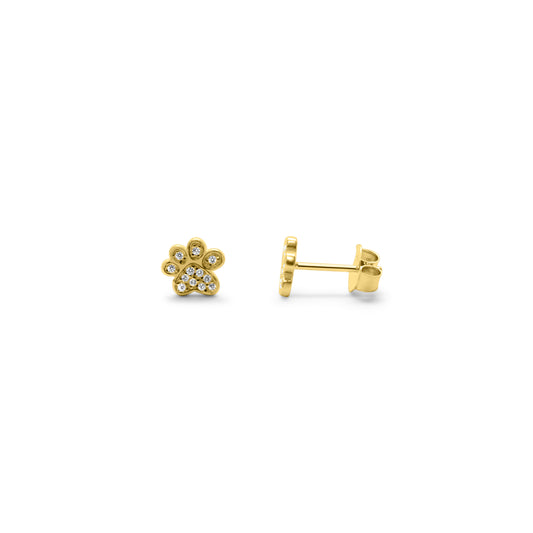 Pave Paw Stud Earring