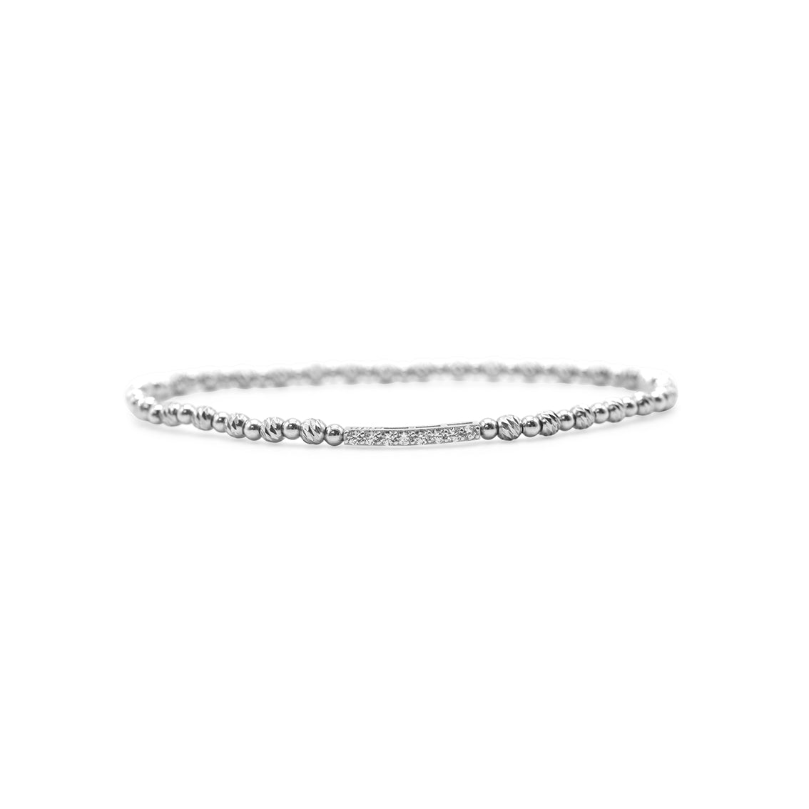 Iconic Silver Stretch - Diamond Cut Pave Bar