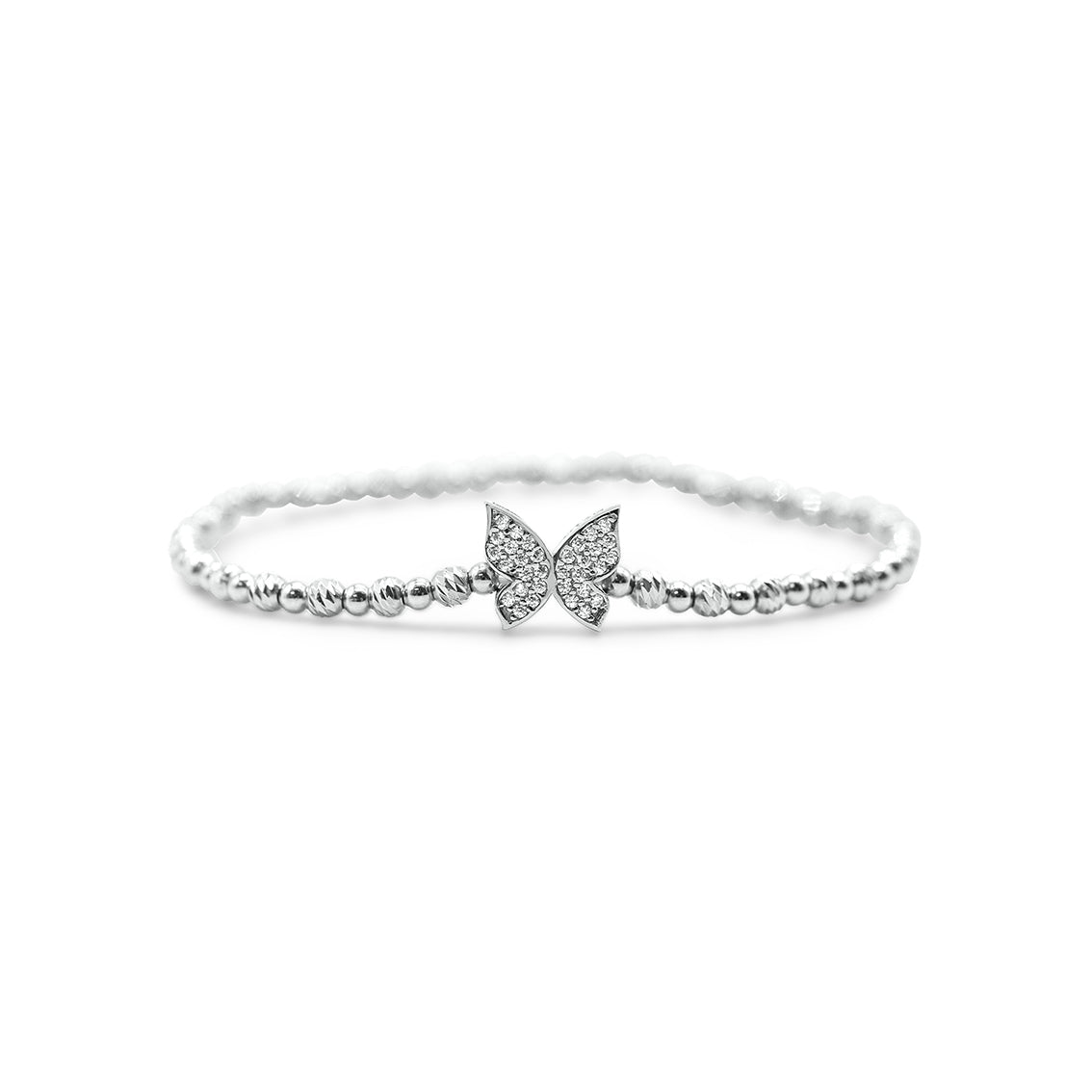 Iconic Silver Stretch - Diamond Cut Pave Butterfly