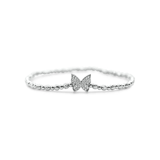 Iconic Silver Stretch - Diamond Cut Pave Butterfly