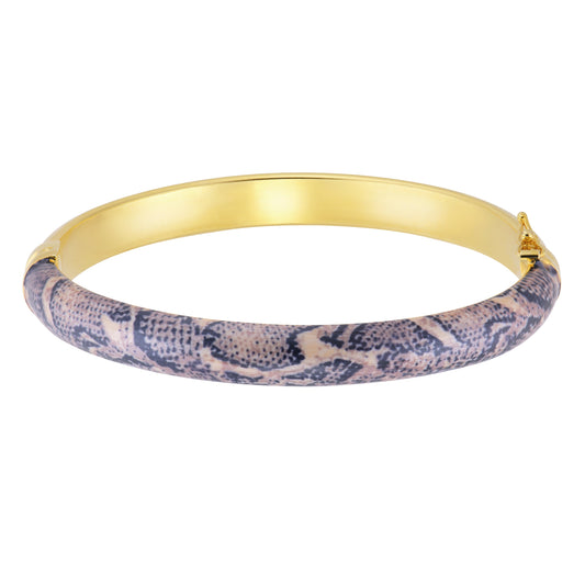 7.25" Oval Hinged Bangle with Python Enameling