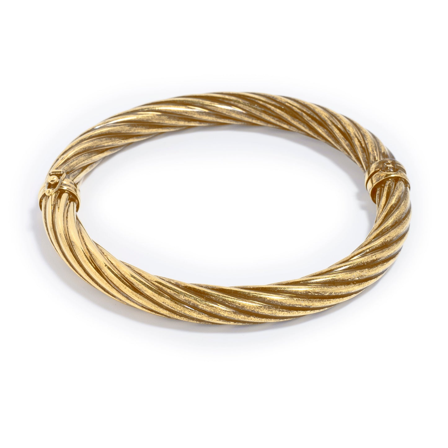 8" Antique Yellow Gold Twisted Oval Bangle