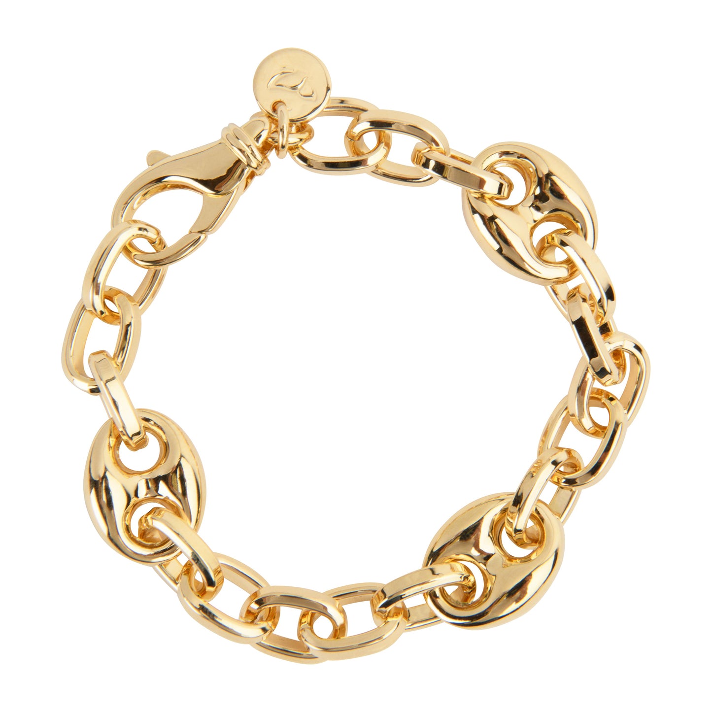 8"Combination  Rectangular Link & Puffed Link Bracelet