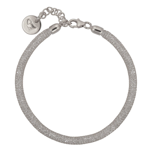 7.25" Gun Metal Grey Mesh Cubic Zirconia Bracelet