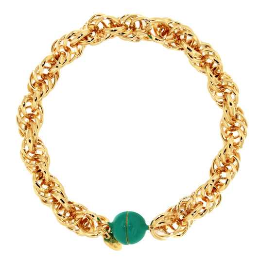 8.25" Yellow Gold Rope with Magnetic Cyan Blue Clasp