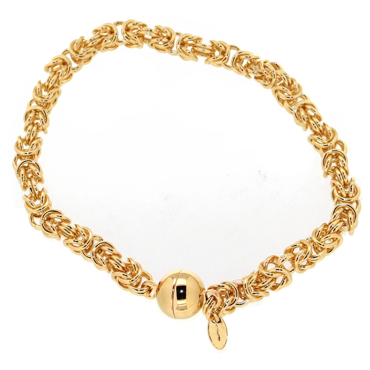 7.25" Yellow Gold Byzantine with Magnetic Clasp Bracelet