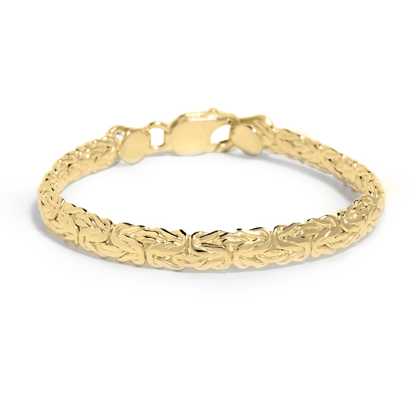 7.25" Yellow gold Flat Hammered Byzantine Bracelet