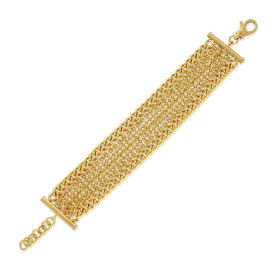 7.75" Multi Strand Rope/Curb/Bead Bracelet