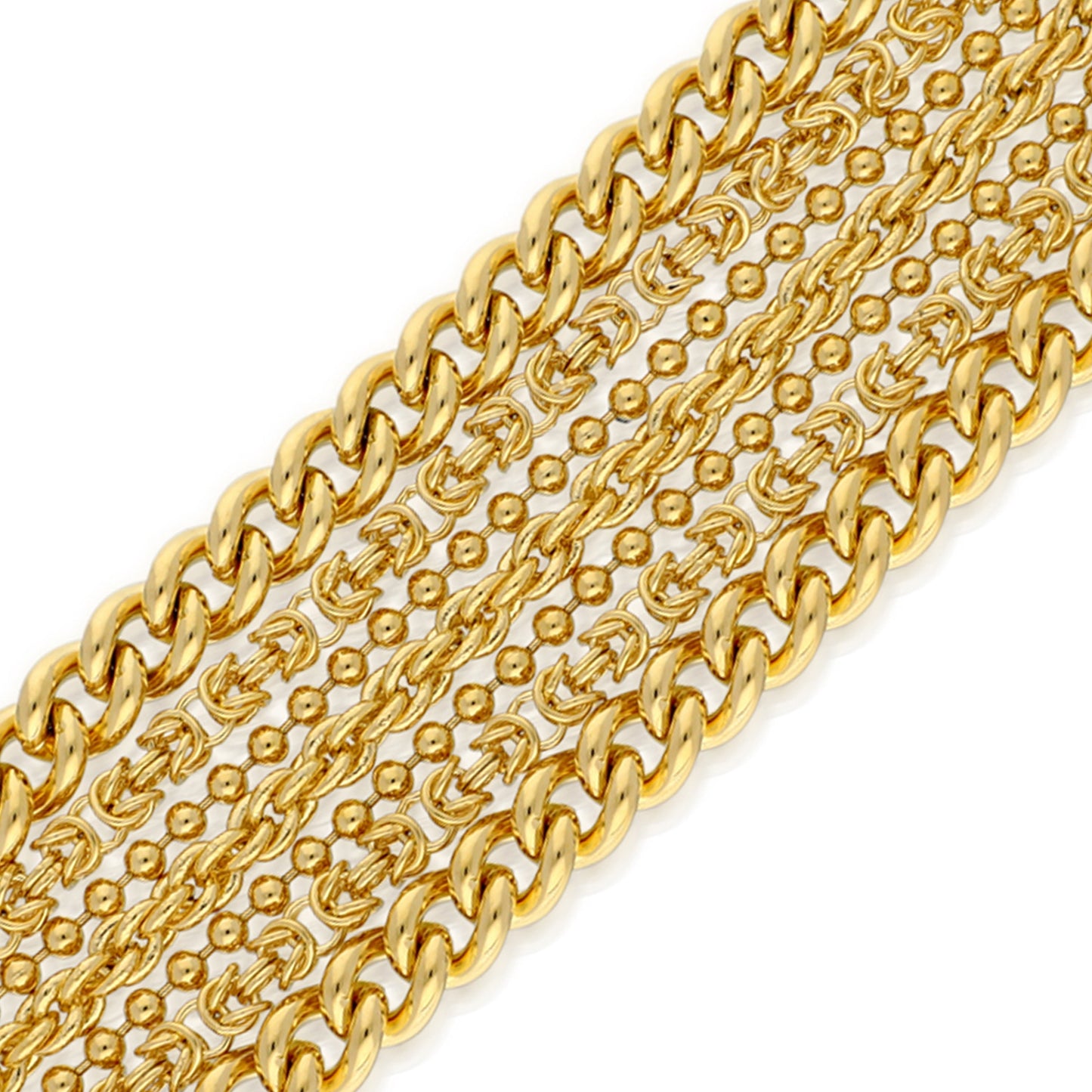 7.75" Multi Strand Rope/Curb/Bead Bracelet