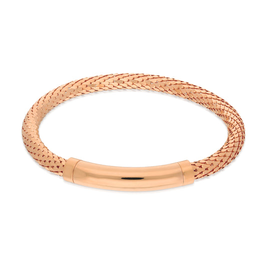 7.5" Rose Gold Dc Mesh Bracelet With Tube Magnetic Clasp