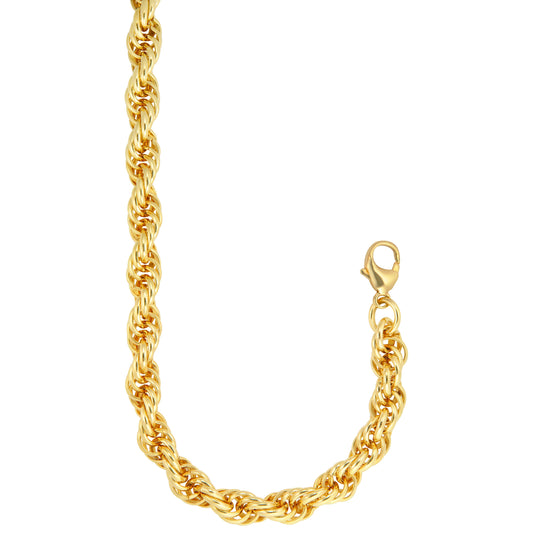 20" Large yellow Gold Rope Chain Necklace