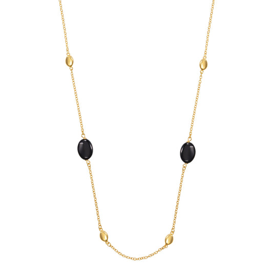 Rolo Link Beads & Onyx  Necklace