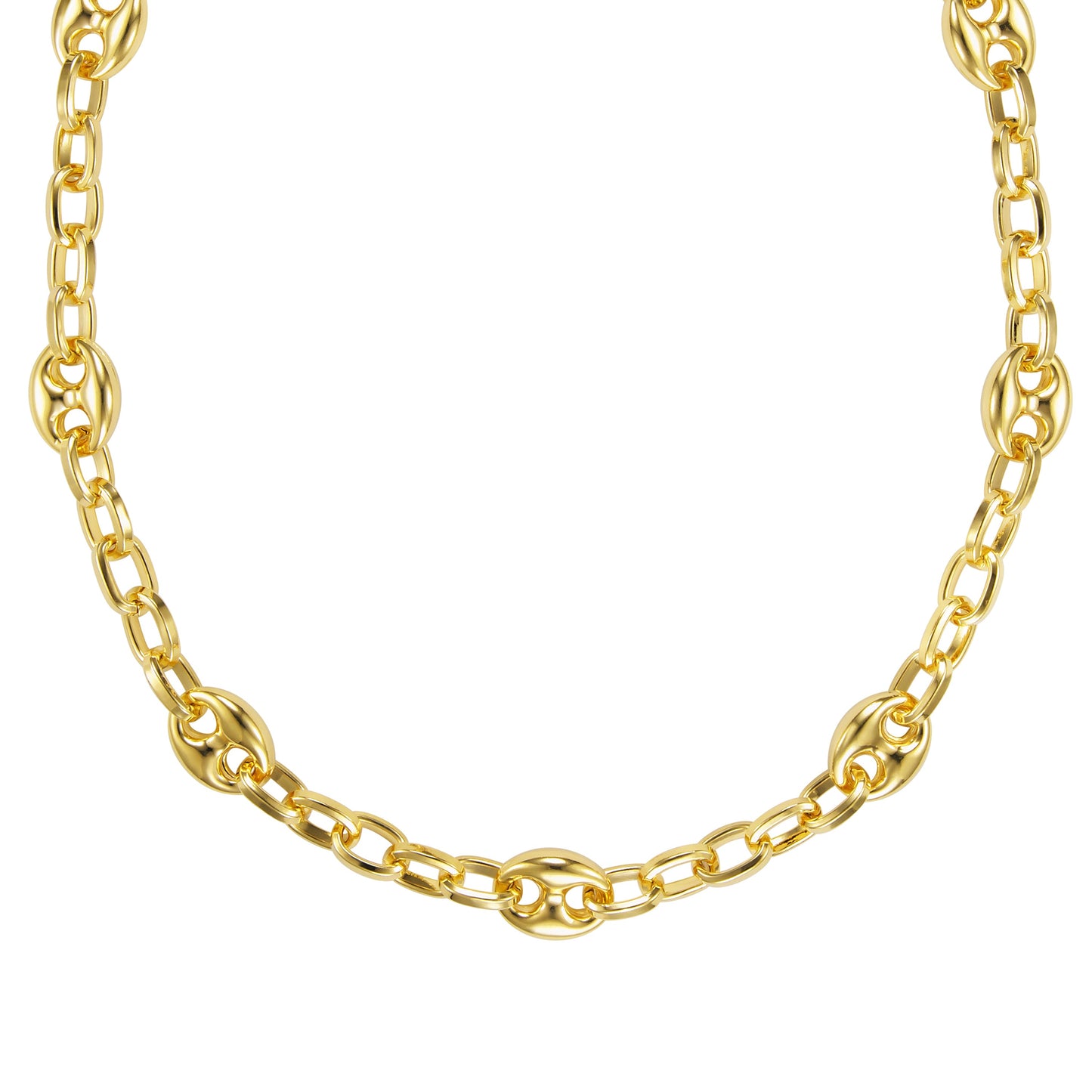 Rectangular & Puffed Marine Link Necklace