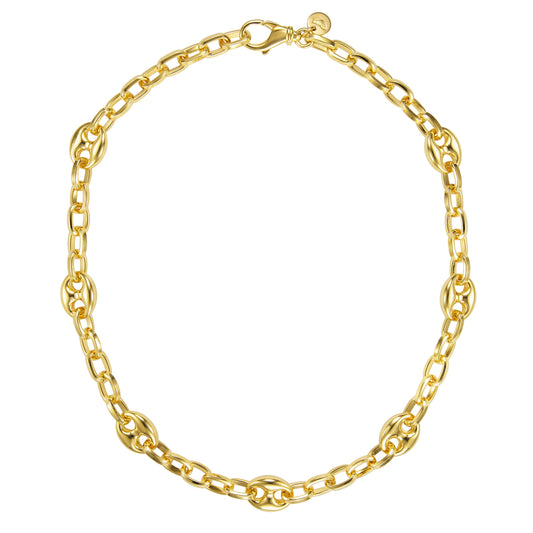 Rectangular & Puffed Marine Link Necklace