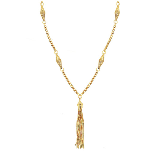 25" Yellow Gold Diamond Shaped Stations with 2" Extender Necklace