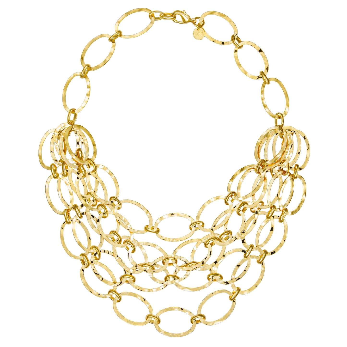 26" Oval Link Layered Bib Necklace