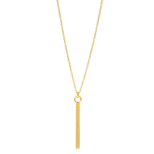 30" Diamond cut Rolo Link Necklace with Tassel Pendant