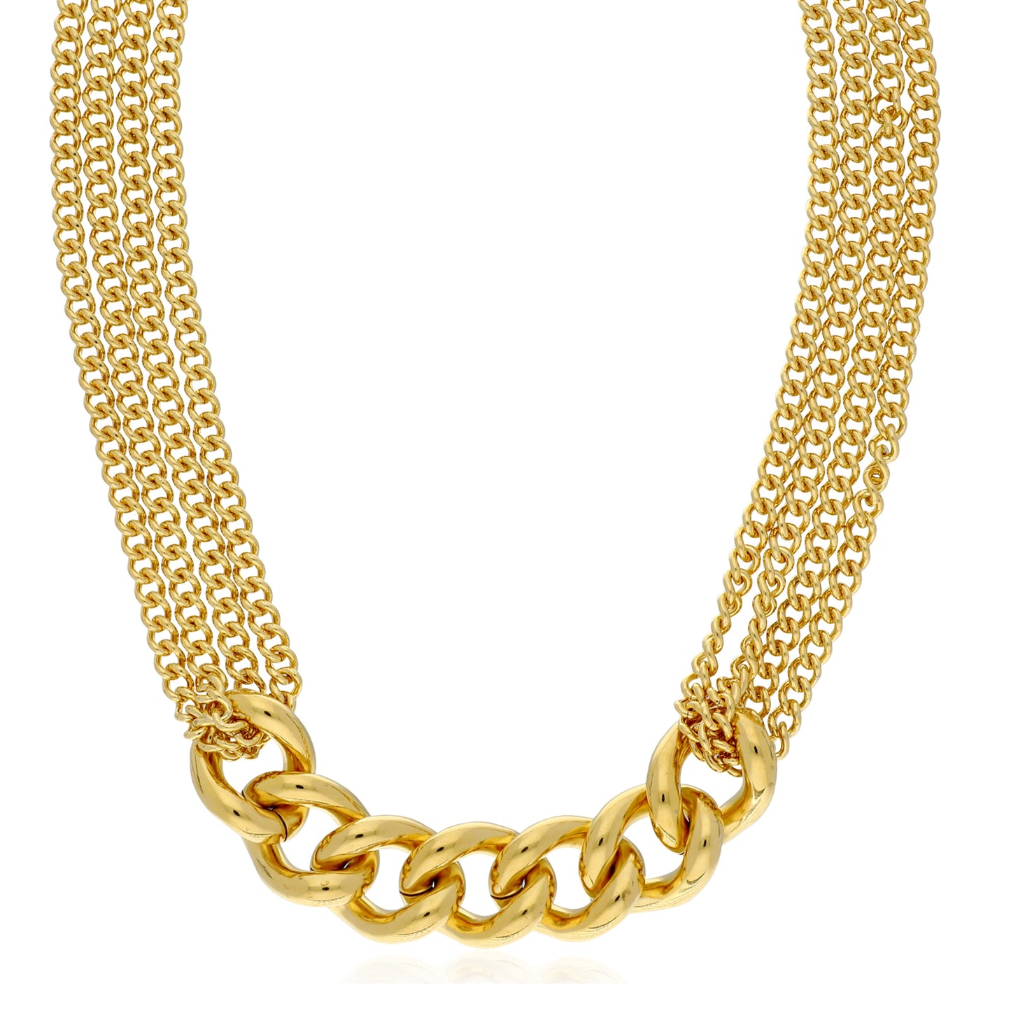 20" yellow Multi Strand Curb With Chunky Link Center Necklace