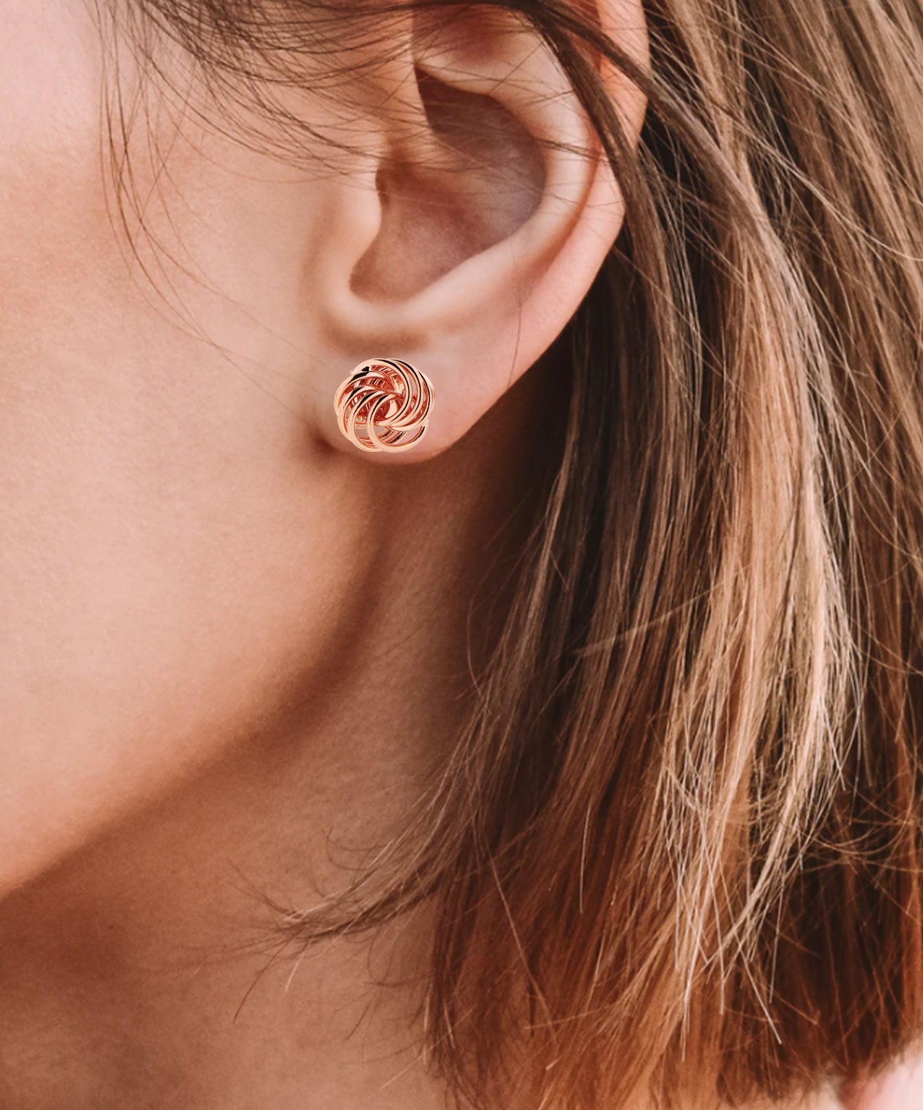 Love Knot Rose Gold Studs