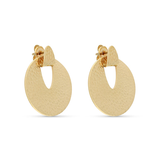 Pebbled Round Disc Earring
