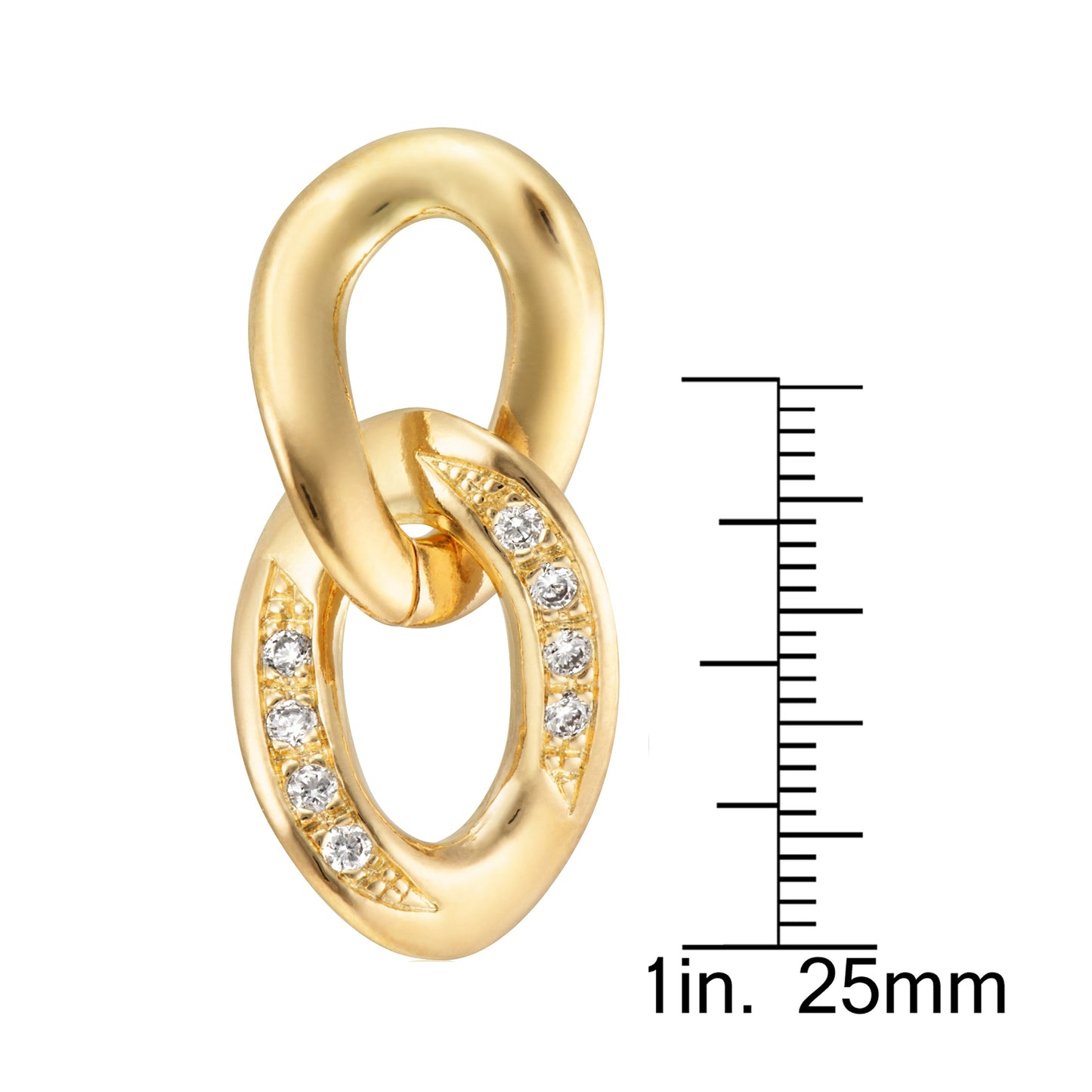 Link Drop Stud Earrings with Cubic Zirconia