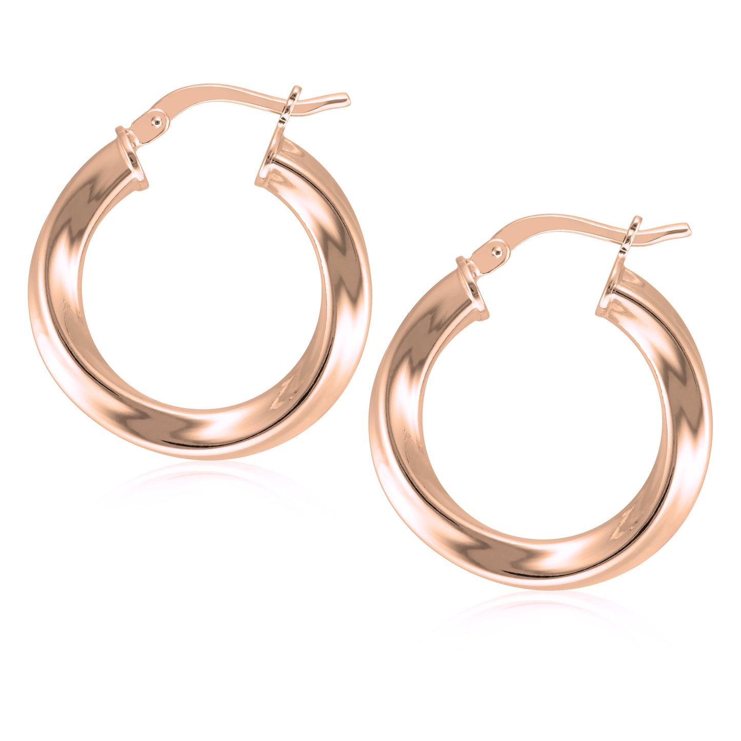Rose Gold Twisted Round Hoop Earrings