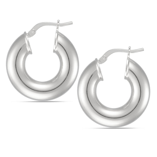 White Round Hoop Earrings