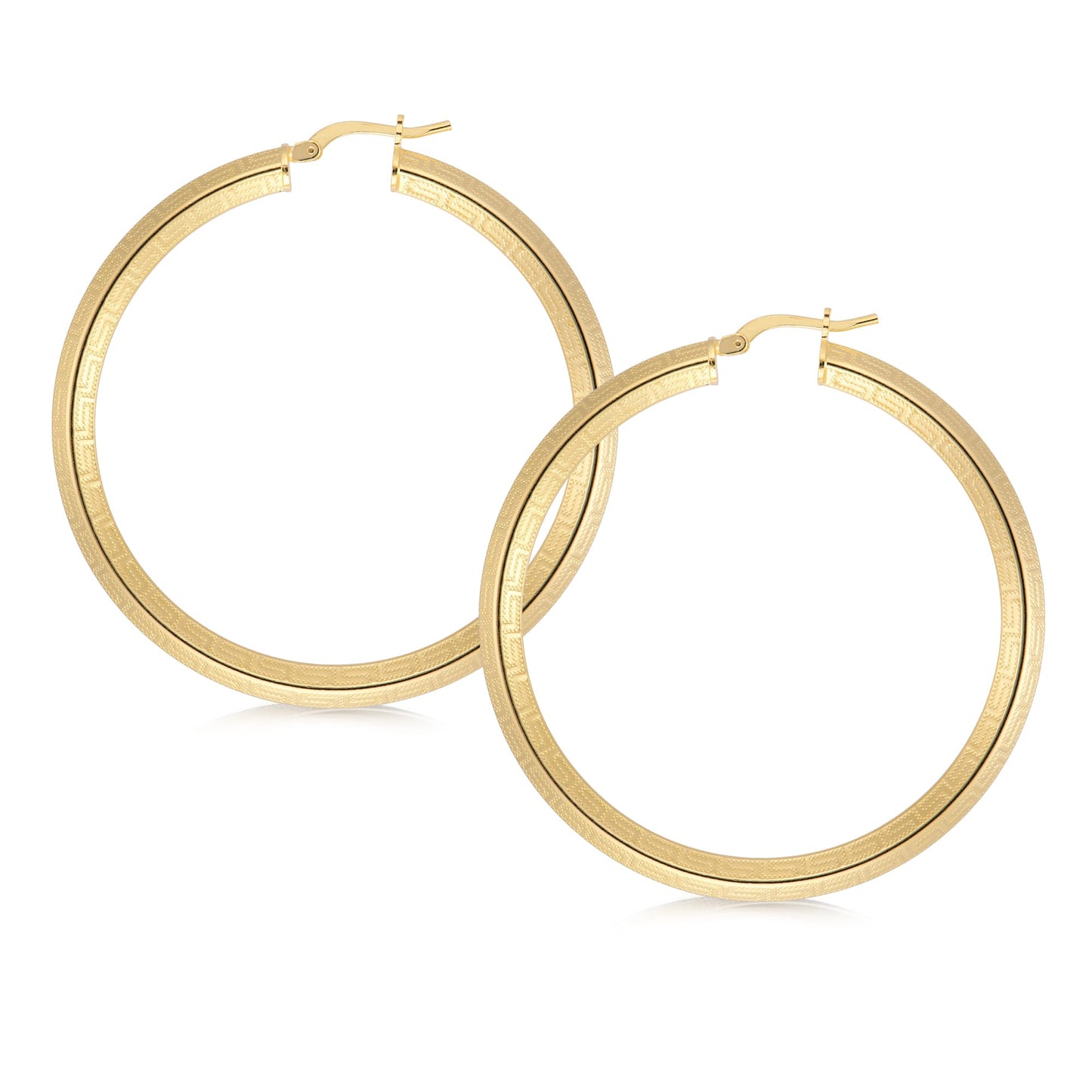 Greek Key Embossed Hoop Earrings