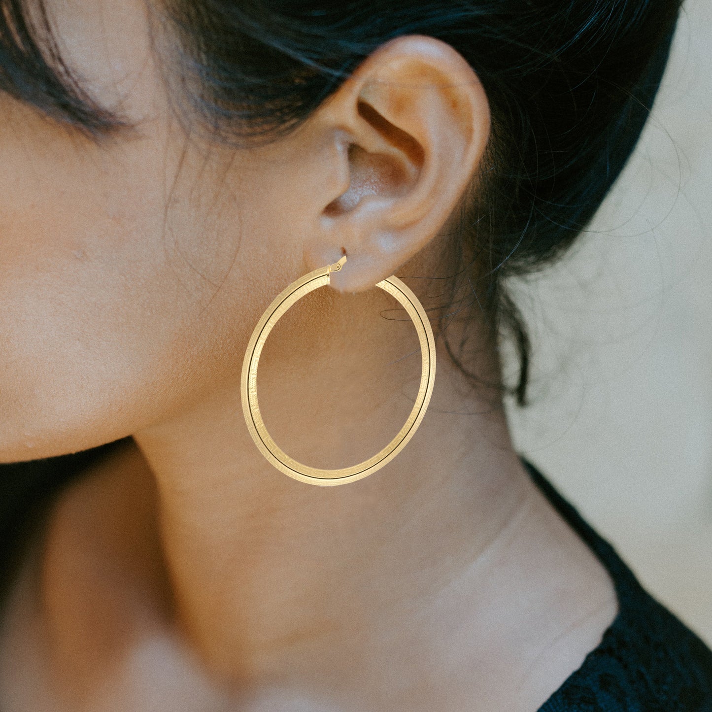 Greek Key Embossed Hoop Earrings