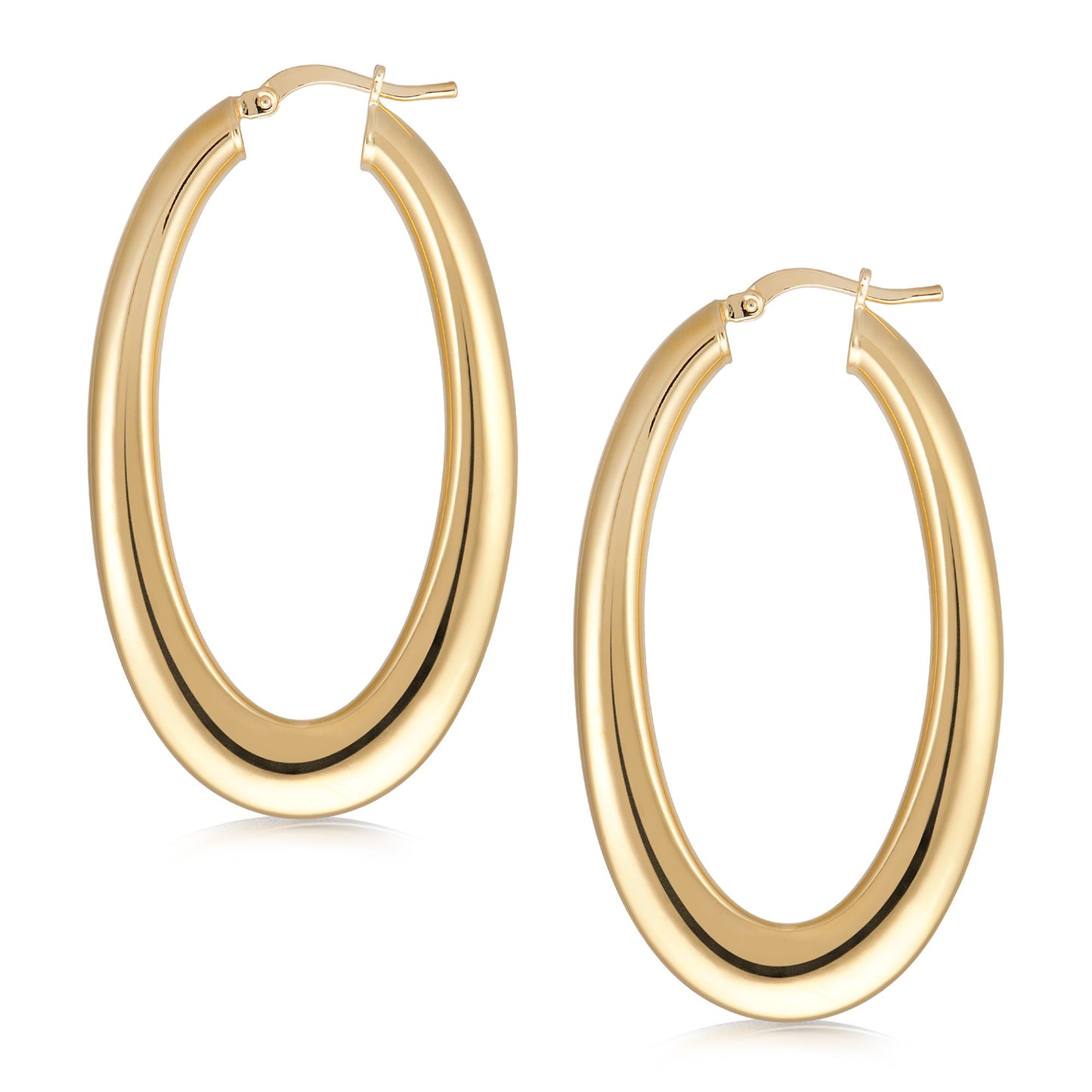 Polished Flat Oval Hoop Earrings