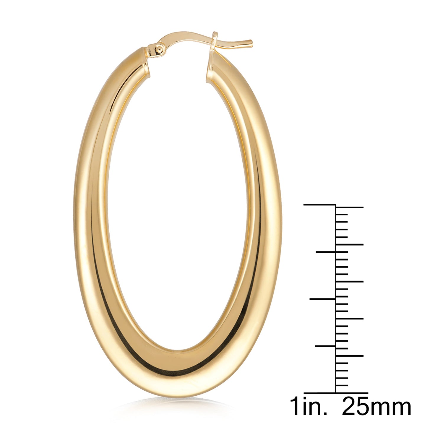 Polished Flat Oval Hoop Earrings