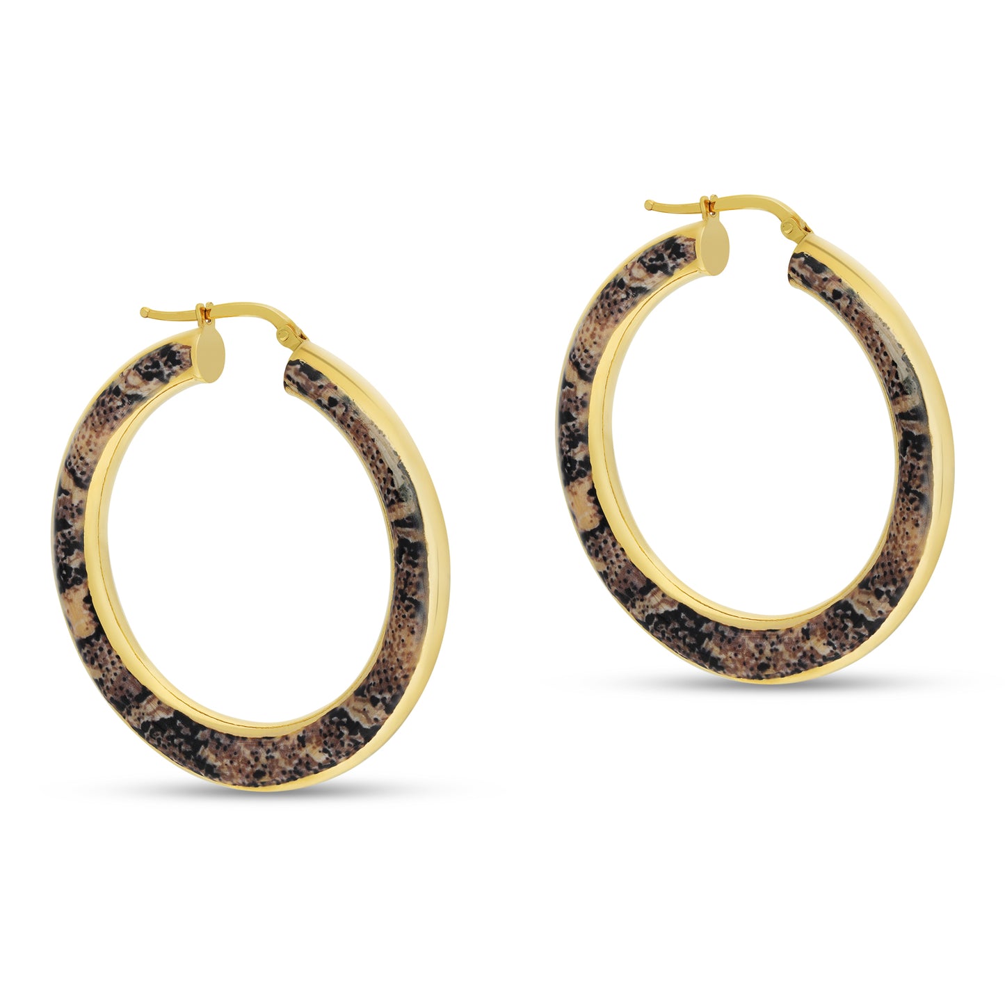 Large Tapered  Enamel Hoop Earrings