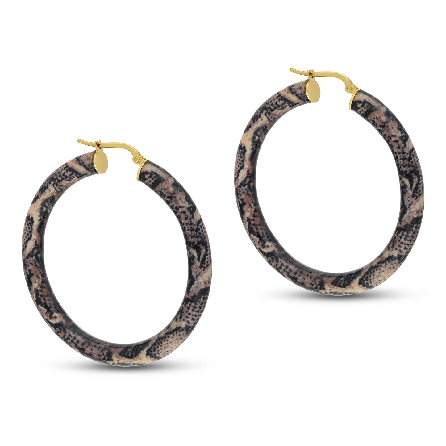 Round Tube  with Python Enamel Earrings