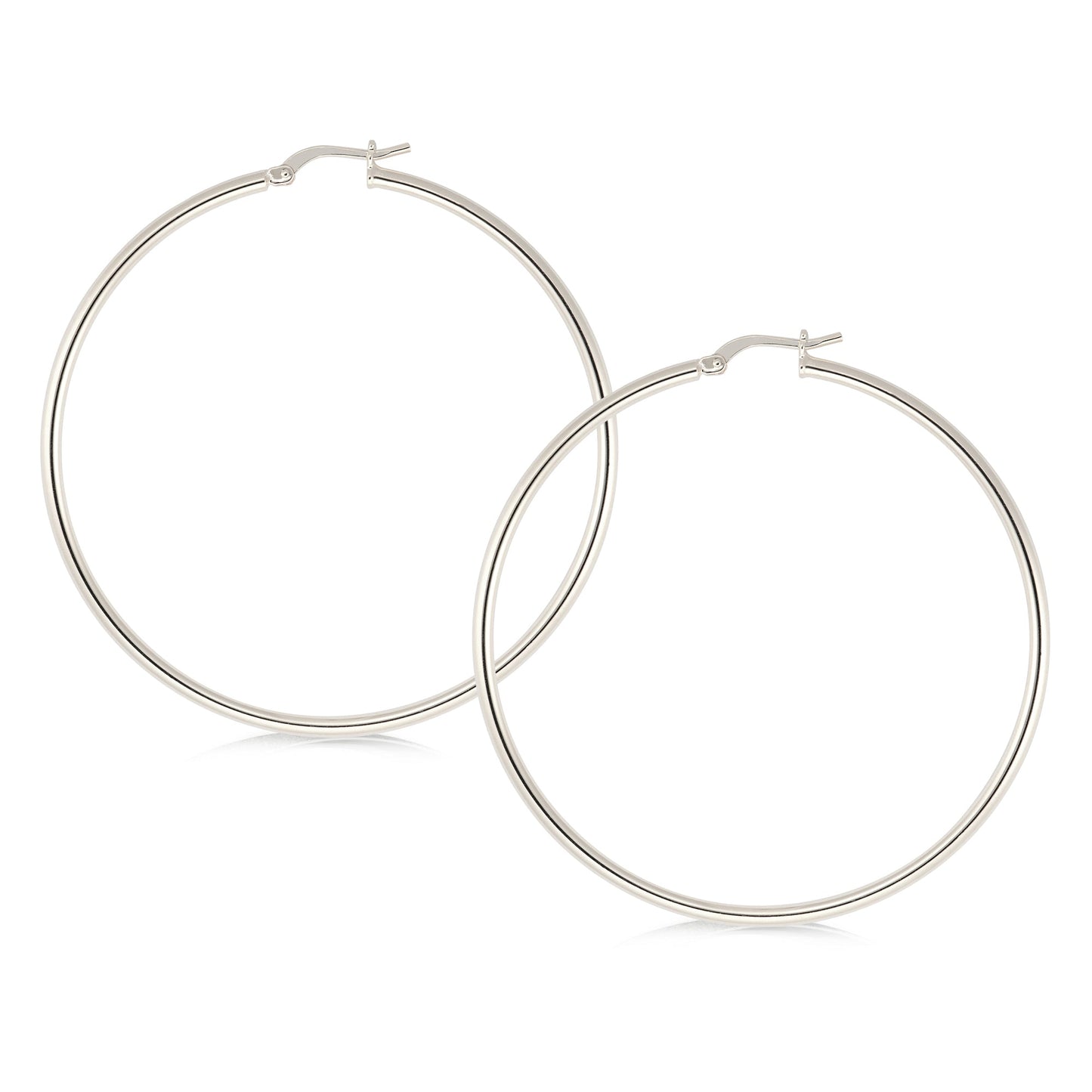 50mm silver Polished Hoops
