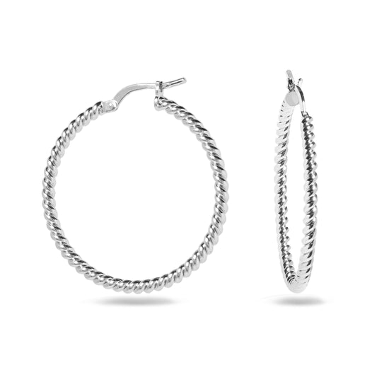 Silver Plated  30mm Round Bead Hoop