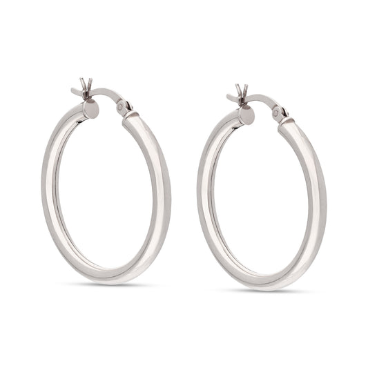 3Mm X 30Mm Round Polished Hoop Silver plated