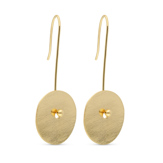 Textured Disc On Long Fishhook Earring