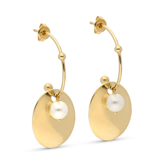 Oval Polished  Disc On C Stud With Pearl