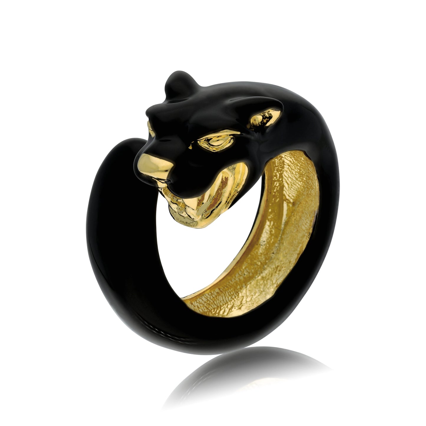 PANTHER RING W/ BLACK ENAMEL