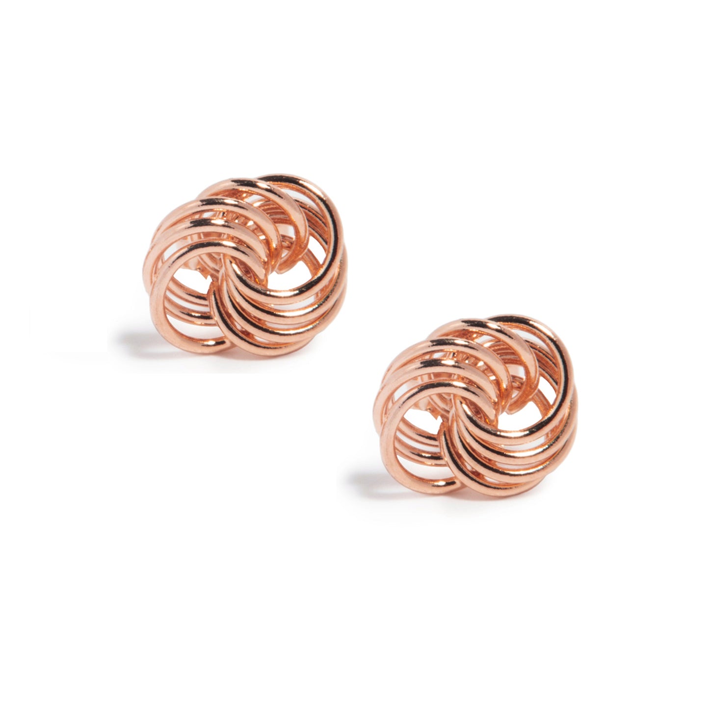 Set of 3 Rose Gold Paperclip Drop, Love knot stud, Twisted Hoop
