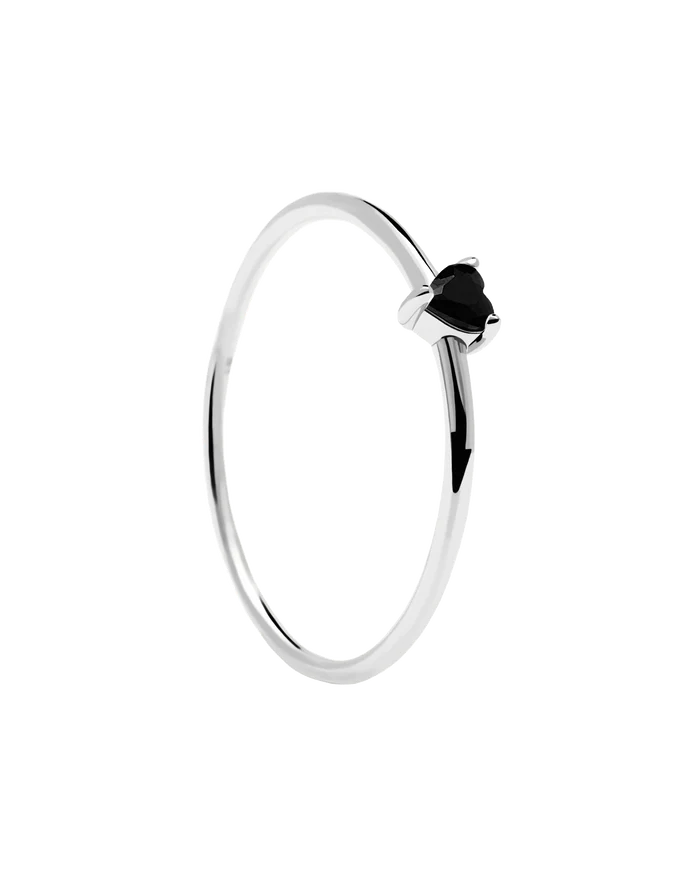 BLACK HEART GOLD/SILVER RING