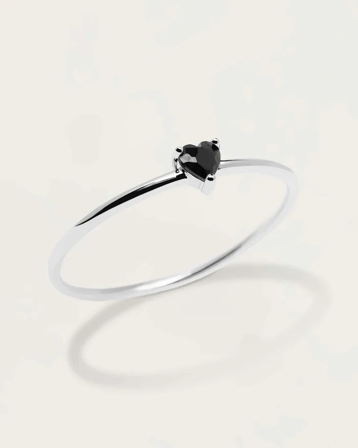 BLACK HEART GOLD/SILVER RING