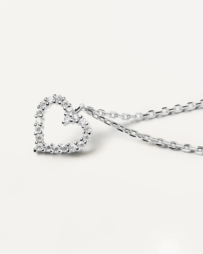 WHITE HEART GOLD/SILVER NECKLACE