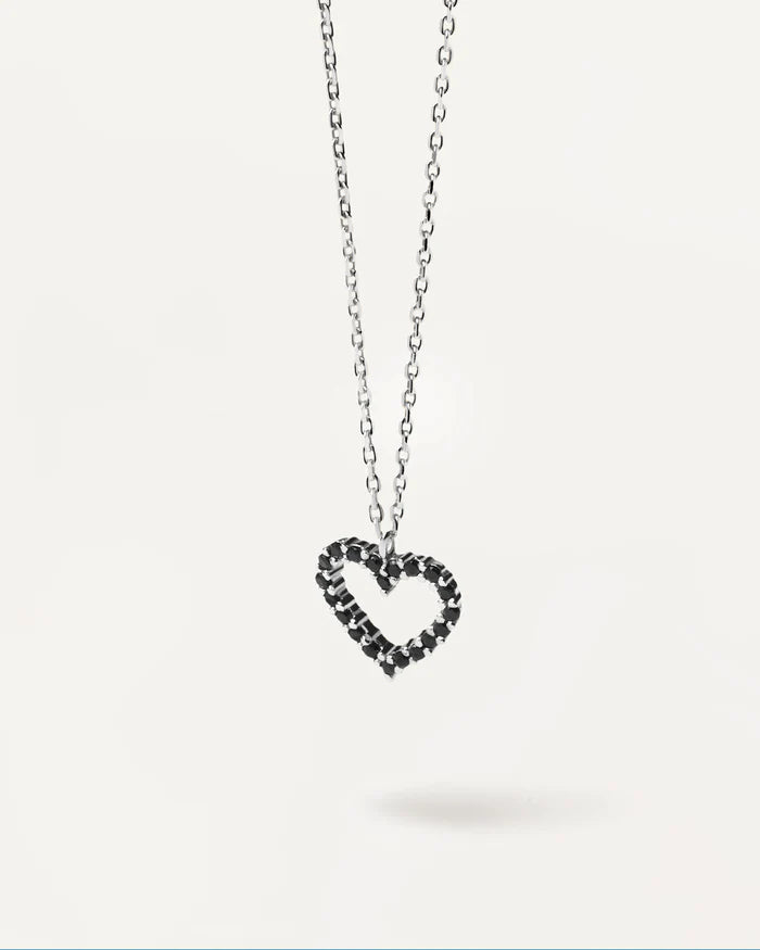 BLACK HEART GOLD/SILVER NECKLACE
