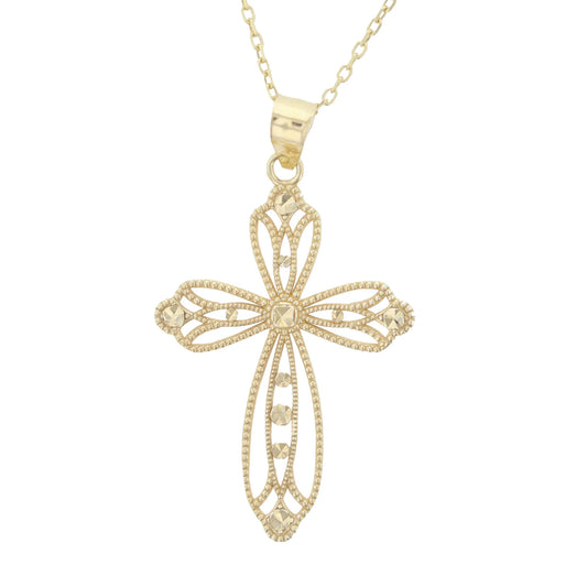 Gold Plated Sterling Silver Filigree Cross Necklace