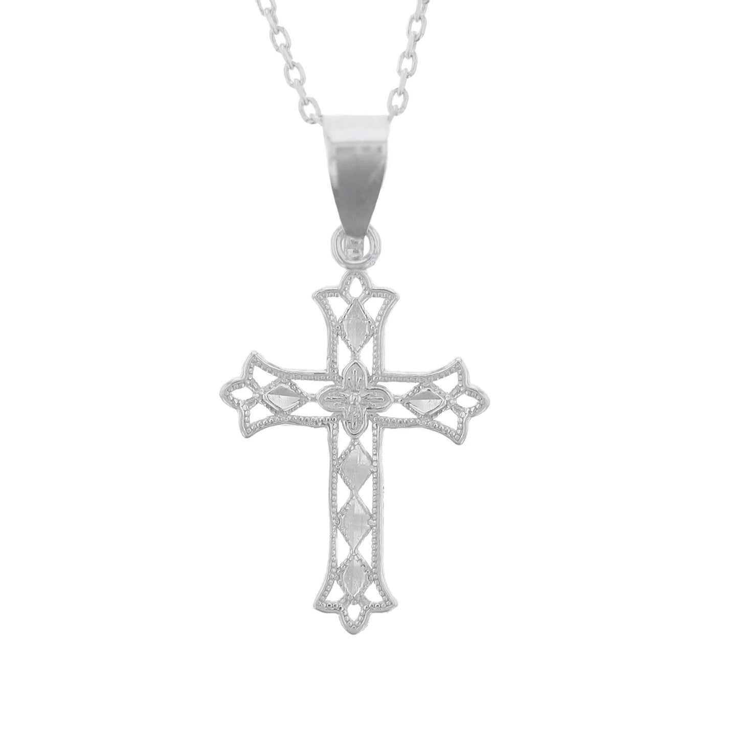 Sterling Silver Small Filigree Cross Necklace