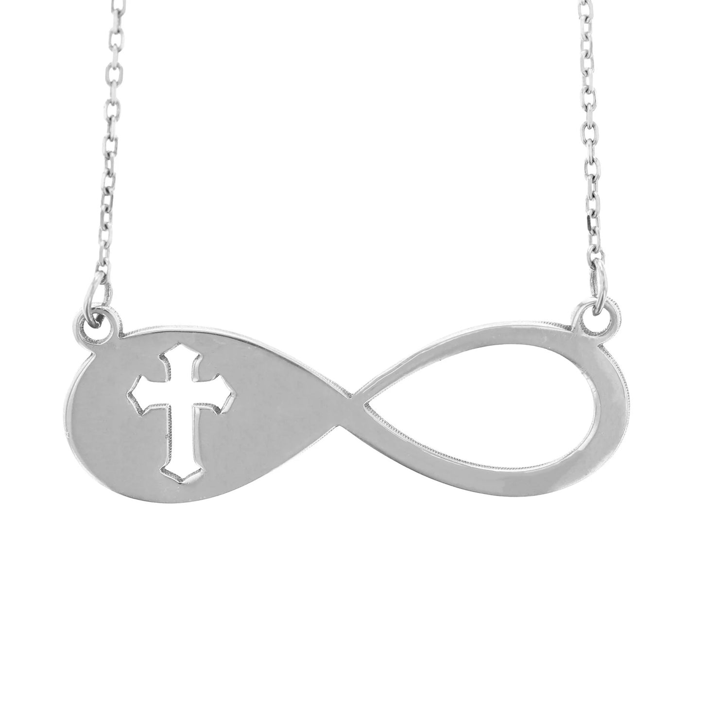 Sterling Silver Infinity with Cut out Cross Necklace