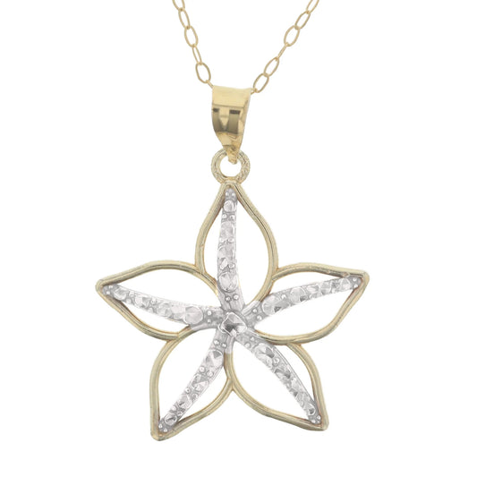 Gold Plated Sterling Silver Diamond Cut Flower Pendant Necklace